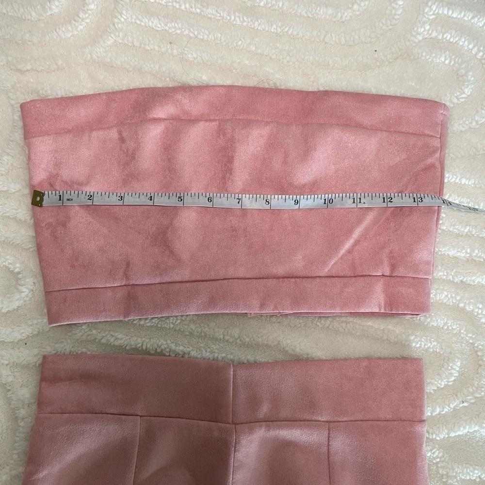 ♥️ Pink velvet, two-piece pencil skirt set with matching crop top - Picture 10 of 10